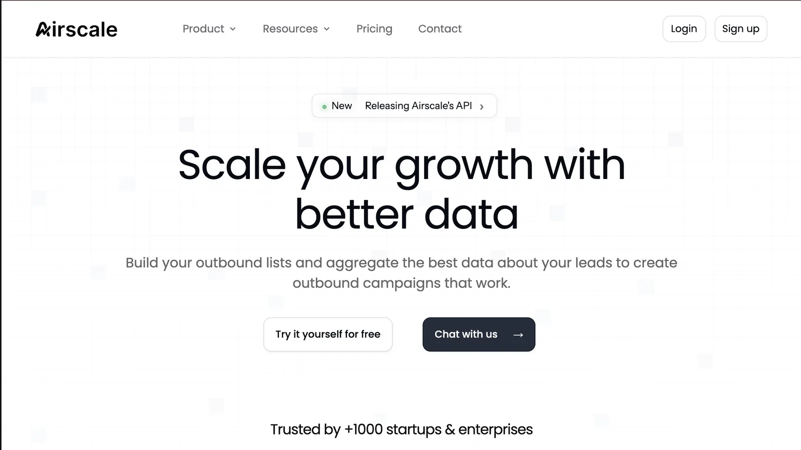 The Airscale homepage as it looked in October 2026