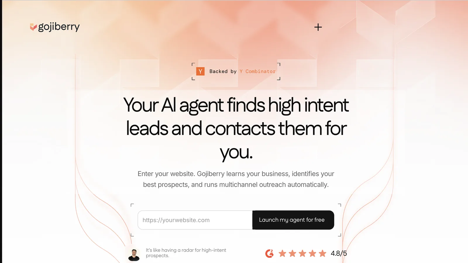 The Gojiberry.ai homepage as it looked in October 2026