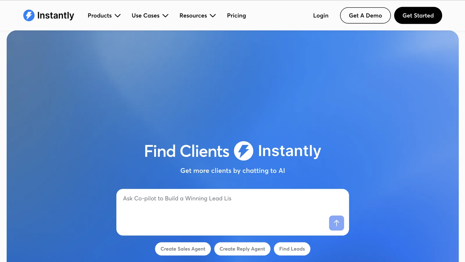 The Instantly homepage as it looked in October 2026