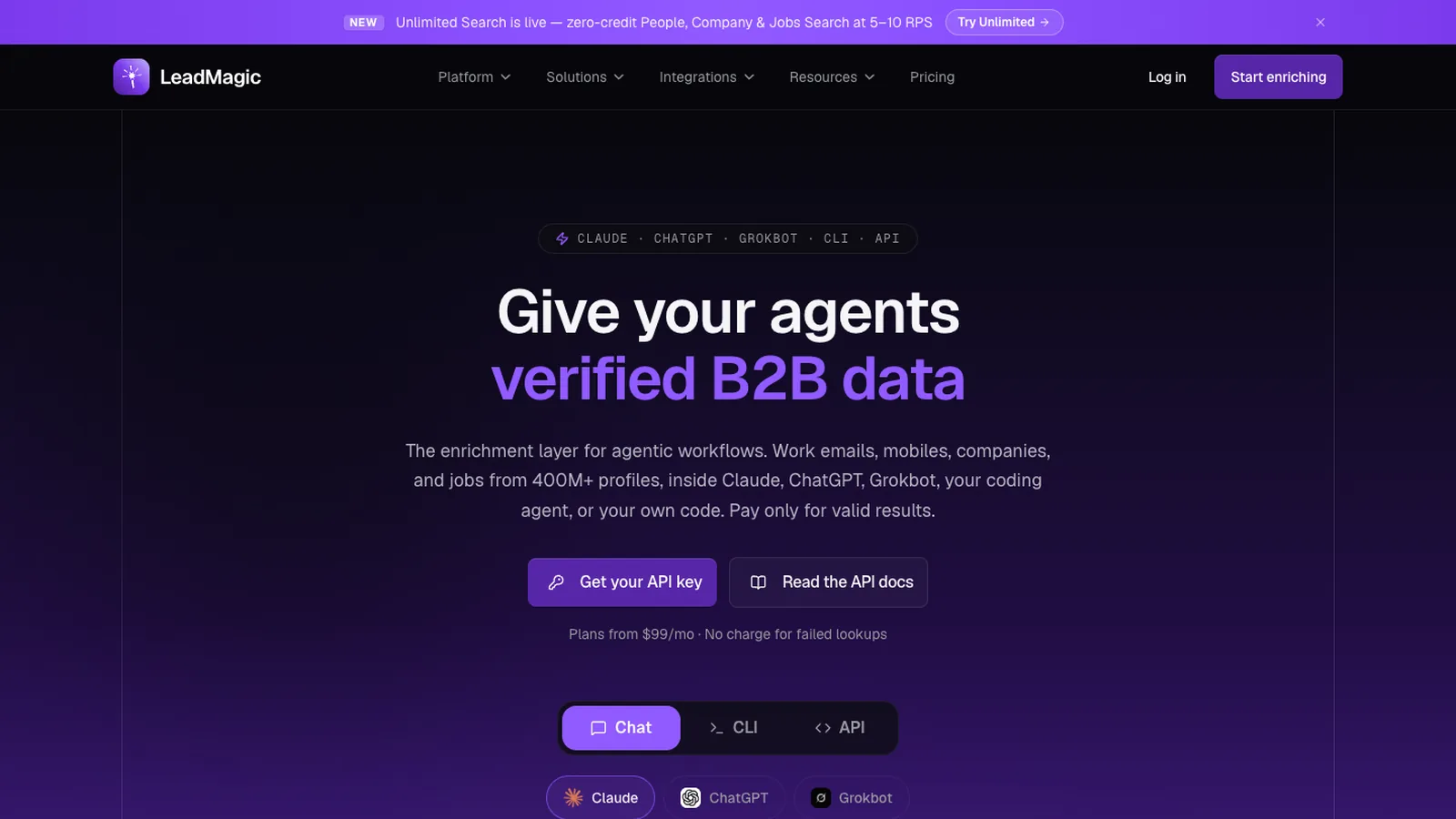 The LeadMagic homepage as it looked in October 2026