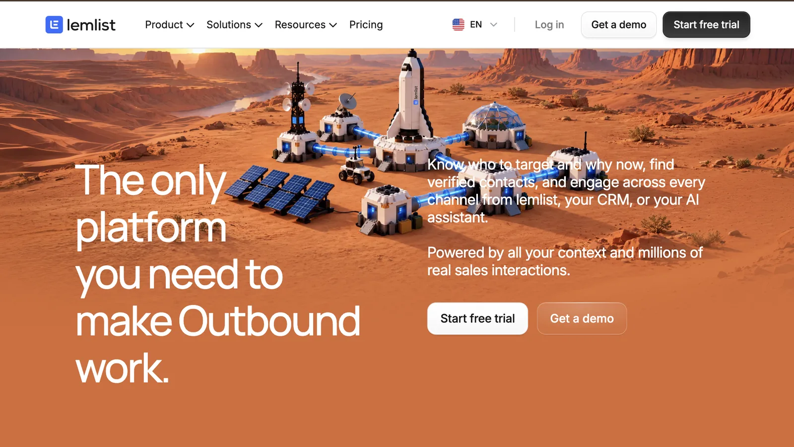 The Lemlist homepage as it looked in October 2026