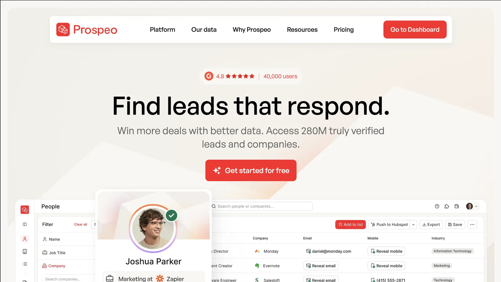 The Prospeo homepage as it looked in October 2026