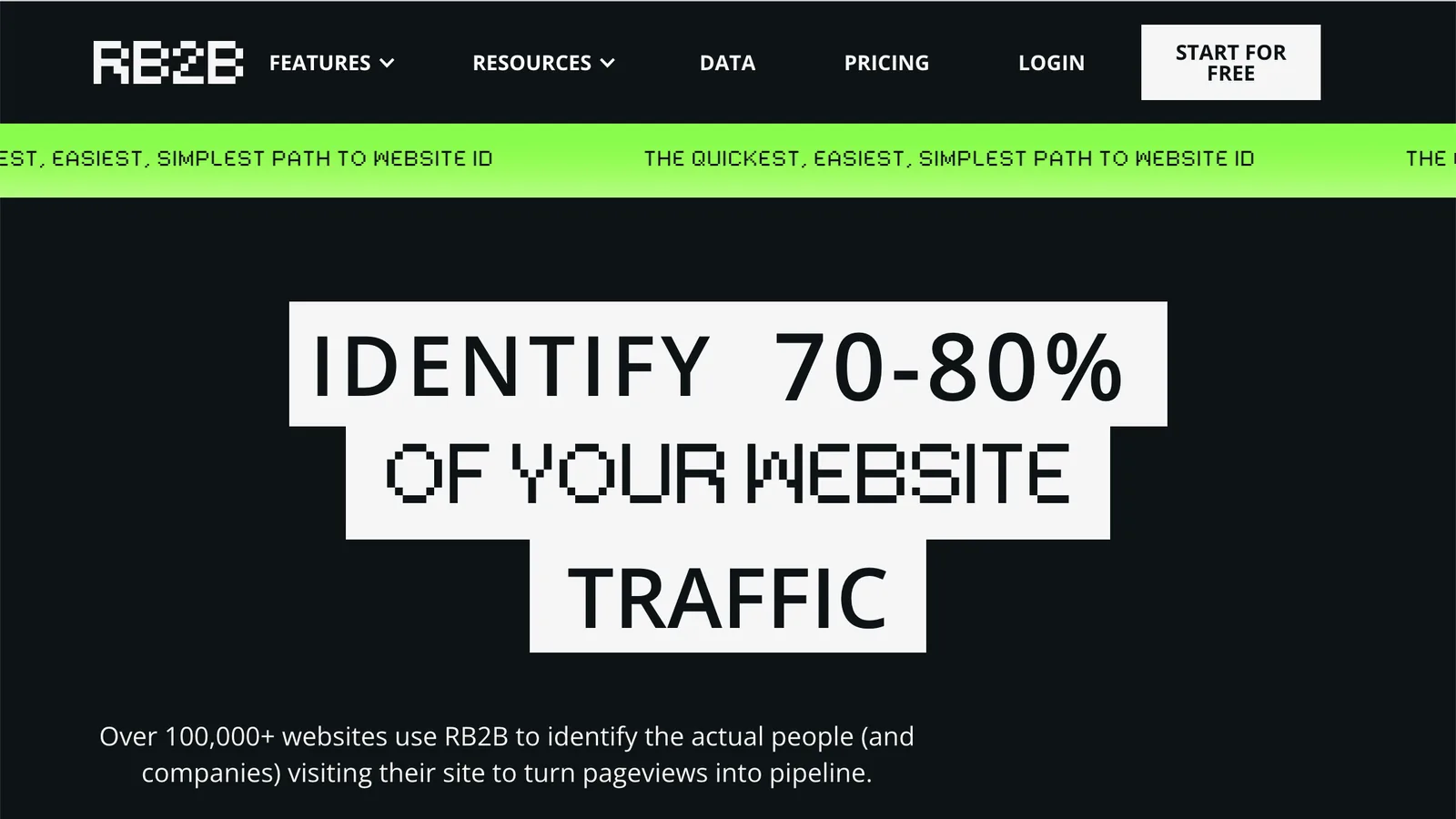 The RB2B homepage as it looked in October 2026