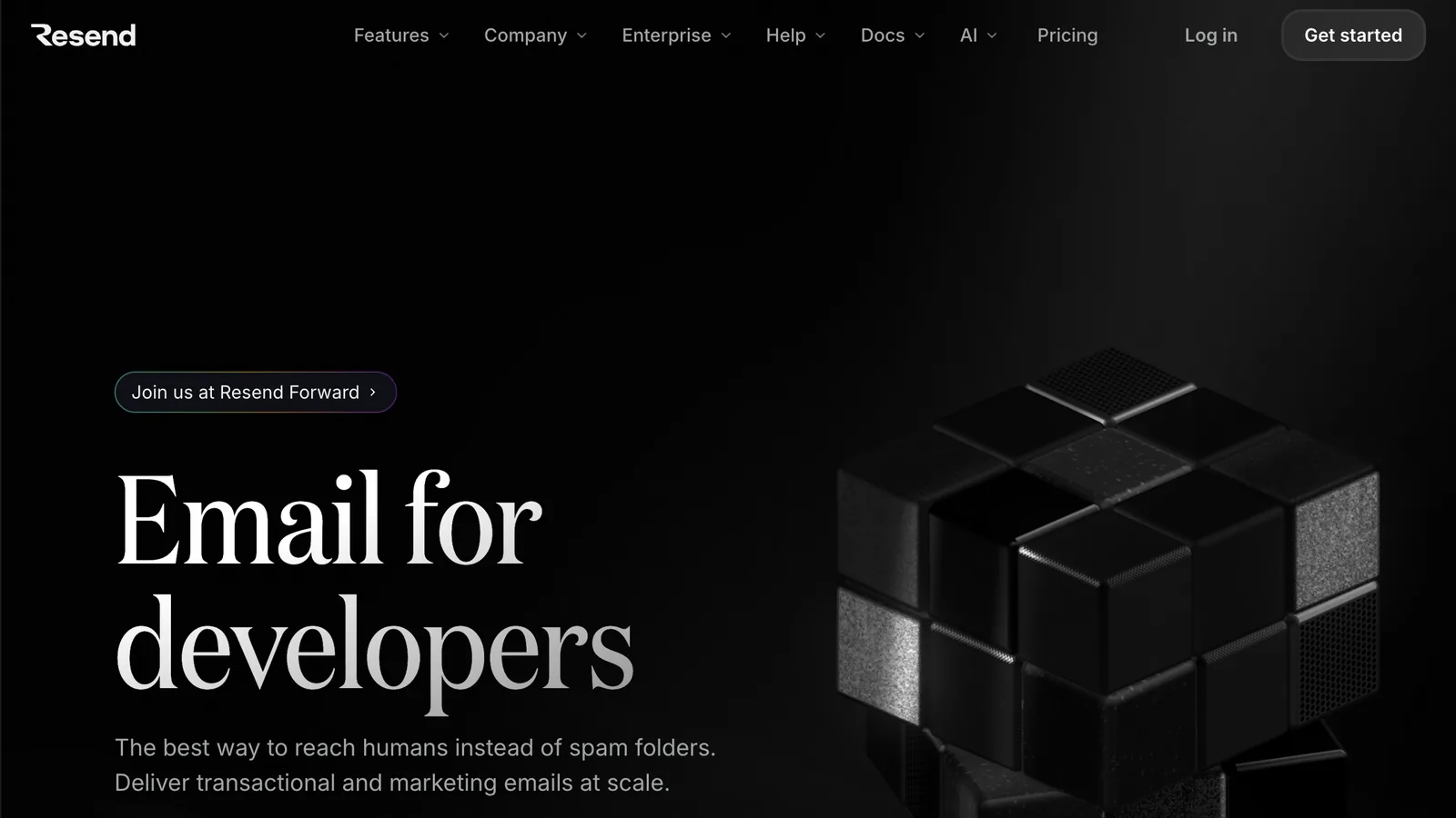 The Resend homepage as it looked in October 2026